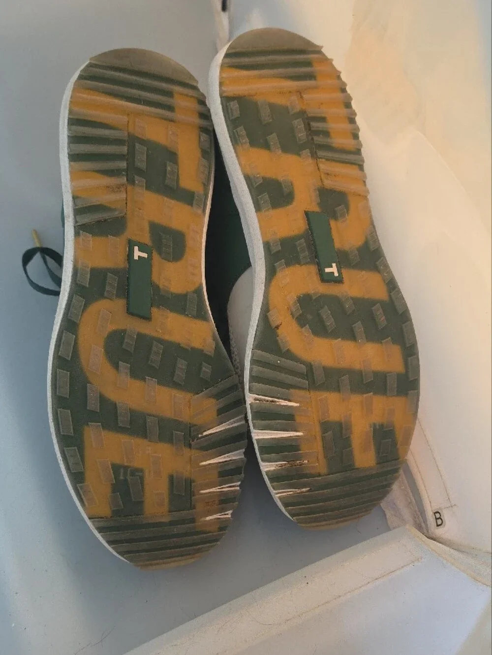 Men's Cream Mesh Sneakers with Green Overlays